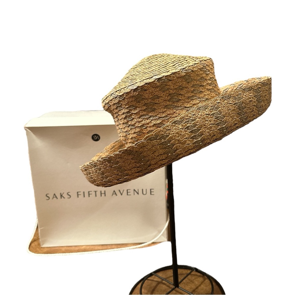 Eric Javits for Saks Fifth Avenue Packable Straw Hat - NWT Vintage 1990